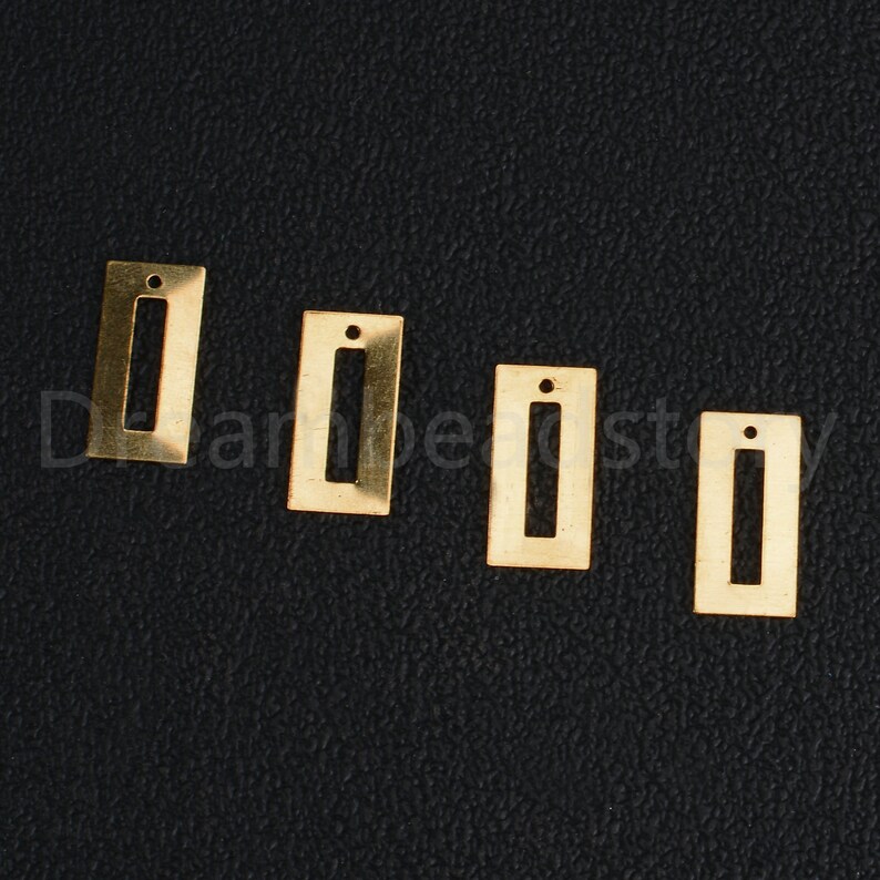 20-500 Pcs Raw Brass Hollow Rectangle Charms Pendant Finding Link Connector for Jewelry Making 1 Hole image 8