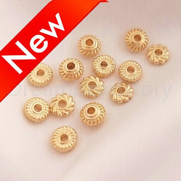 20-1000 Pcs 14K Gold Plated Spacer Beads Bulk Supply Hot Wheels/ Lantern Shape Large Hole Charms for Craft Making (5mm)