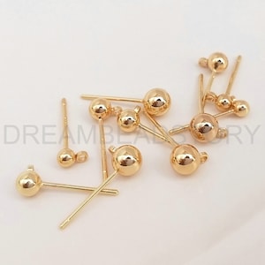 4–500 st guldörhängen i bulk, 14K äkta guldpläterade kulörhängen med ögla/örhängestillbehör (3/4/5 mm med 925 silverstift) bild 3