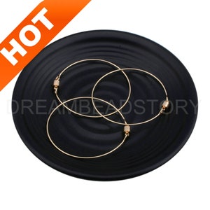 1-50 Pcs 14K Gold Plated Bangle Wire for Bracelet Making, Smooth Round Blank Bracelet Setting with Safety Tube Clasp