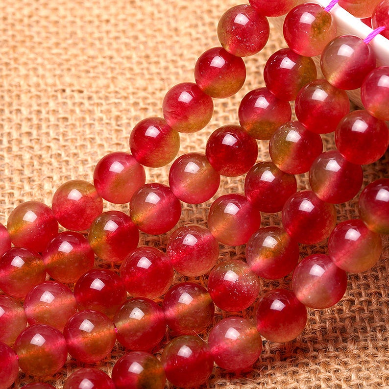 Watermelon Jade Beads Smooth Round Jade Gemstone Beads for Etsy