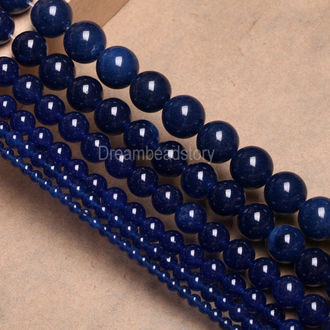 Dark Blue Chalcedony Beads Blue Stone Beads Round Dark Blue Etsy