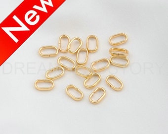 Offener Ring für die Schmuckherstellung, 14K echt vergoldet über Messing Längliche Form Stecker finden (8 mm Länge)