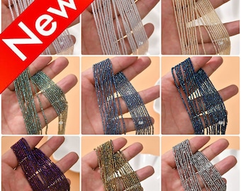 Mini perline di vetro per la creazione di collane, bracciali e orecchini, perline sfaccettate da 2 mm, molti materiali, piccole perline distanziatrici vendute a filo.