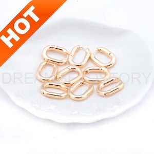 2-100 Pcs Square Hoop Huggie/ Rectangular Oval Hoop Earrings Eardrop/ 14K Gold Plated Thick Hoop Gift for Her