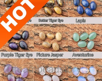4-100 Stück ovale Cabochons Kleine ovale Form natürliche Kristall und Edelstein flache Rückseite Kuppel Cabochons Großverkauf (10 * 14 mm)