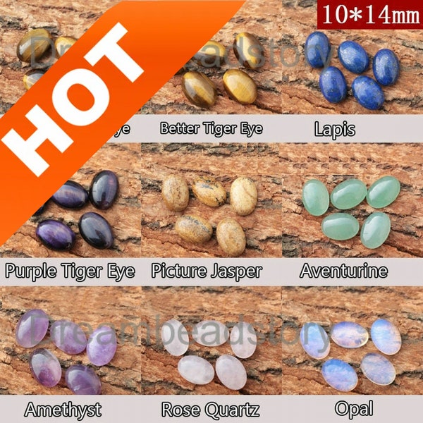 4-100 Pcs Oval Cabochons Small Size Oval Shape Natural Crystal and Gemstone Flat Back Dome Cabochons Bulk Wholesale (10*14mm)