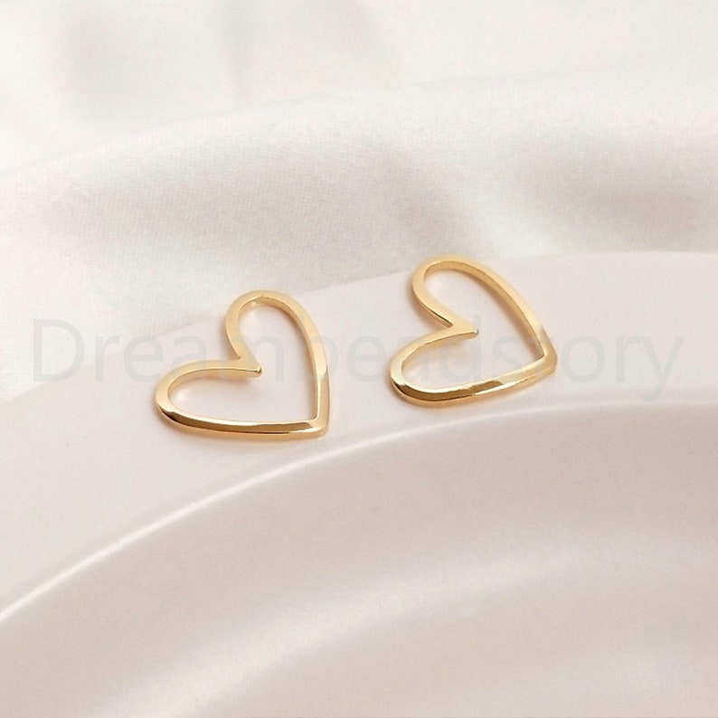 10-500 Pcs 14K Real Gold Plated Heart Connector Charms for - Etsy