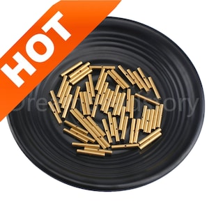 10-500 Pcs Brass Leather End Clasp/ Round Tube Bar/ 1 Middle Hole Clasp for Jewelry Making (3*20mm)