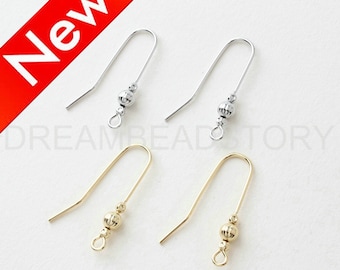 Ohrring Haken Hypoallergen Schmuck finden - 14K Echtgold / Weißgold überzogene Messing Französisch Haken mit Schlaufe - Ohrdraht Komponente