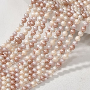 Handmade Beads for Jewelry Making, Natural Shell Beads Sold by Strand, 4/6/8/10mm Round Beads for Necklace Bracelet Earring (Elegant Style)