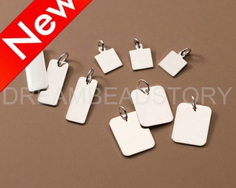 Jewelry Stamping Tags Supplies - 925 Sterling Silver Blank Rectangle Charms - Craft Making Component (3 Sizes)