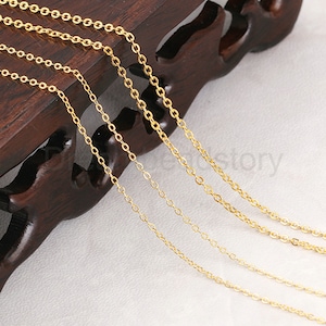 8-196 Inches Gold Plated 925 Sterling Silver Chain/ Rolo Chains/ Tiny Oval Cable Chain for Jewelry Making ( 1.2mm/ 1.3mm Width )