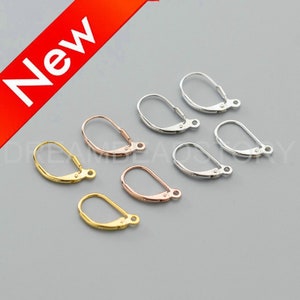 Leverback Earring Hooks Supplies - Gold/ Rose Gold/ White Gold Plated 925 Sterling Silver French Earwire Finding - Blank Earring Base