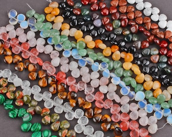 Gemstone Teardrop Beads Natural Rose Quartz/ Clear Crystal/ Agate/ Tiger Eye/ Blue Turquoise Top Drilled Waterdrop Bead 10*12mm (24 Pcs)