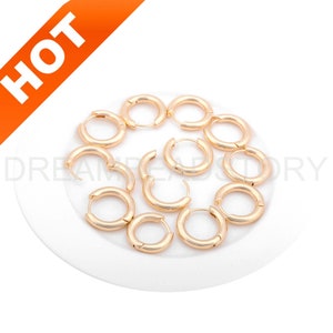 2-50 aros de oro para hacer aretes, aretes de aro gruesos, redondos, minimalistas, chapados en oro de 14 quilates, para encontrar suministros a granel (14 18 20 mm)
