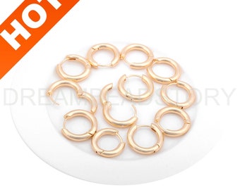 2-50 Pcs Gold Hoops for Earring Making 14K Gold Plated Minimalistic Round Thick Hoop Earrings Finding Bulk Supplies (14 18 20mm)