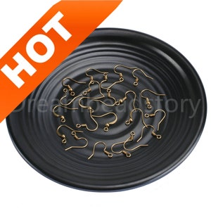 100-1000 Pcs Earring Hooks Raw Brass Ear Wires with Ball and Coil French Hooks Earring Component Findings Bulk Wholesale