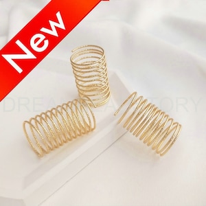 Ring Memory Wire - 14K Gold Plated Over Brass 12 Coils Txture Round Multi Layer Wrapping Wire - Make Beaded Rings