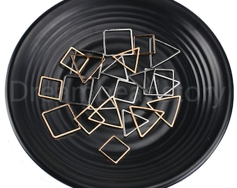 20-500 Stück Dreieck / Quadrat Link Verbinder Weißgold / KC Gold Galvanisierte Messing Charms Geometrische Erkenntnisse für Ohrringe Anhänger Herstellung