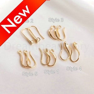 4-200 Pcs Gold Earring Hooks, 14K Real Gold Plated Long Ear Wires, French Fish Hook Earwire Finding