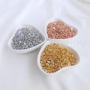 20-100 st Rondelle-distanspärlor för smyckestillverkning, 18K guld-/roséguld-/vitguldpläterade, släta, lösa pärlor (3, 4, 5, 6 mm)