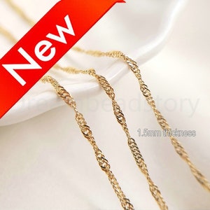 Gold Chain for Jewelry Making 14K Gold Plated Twisted Wave Curb Rope Link Chain Finding Lots Supplies (You choose length),gold chain