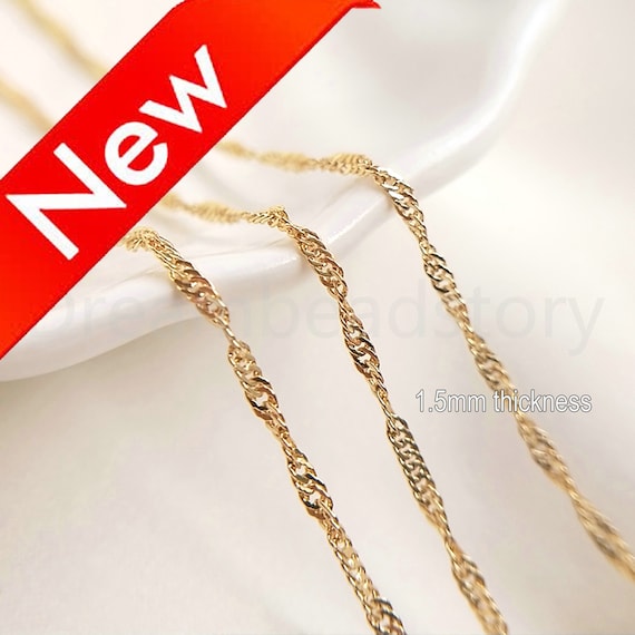 Gold Chain for Jewelry Making 14K Gold Plated Twisted Wave Curb Rope Link  Chain Finding Lots Supplies you Choose Length,gold Chain 