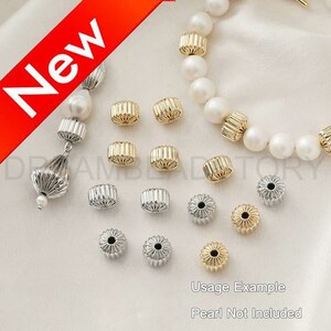 Gold Jewelry Beads Supplies - 14K Real Gold/ White Gold Plated Brass Wrinkled Tube - 2 Holes Connector Finding