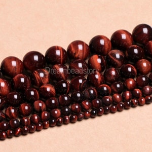 Natural Red Tiger Eye 2 4 6 8 10 12 14mm Acajou Red Eye of Tiger Gemstone Beads for Necklace Bracelet Making B87 image 4