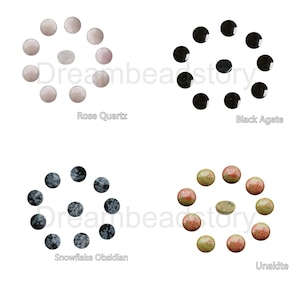 Lot de 20 cabochons de pierres précieuses naturelles de 4 à 25 mm pour la fabrication de bijoux, ronds de 4 mm, 6 mm, 8 mm, 10 mm, 12 mm, 14 mm, 16 mm, 18 mm, 20 mm, à dos plat, vente en gros sans trou image 10