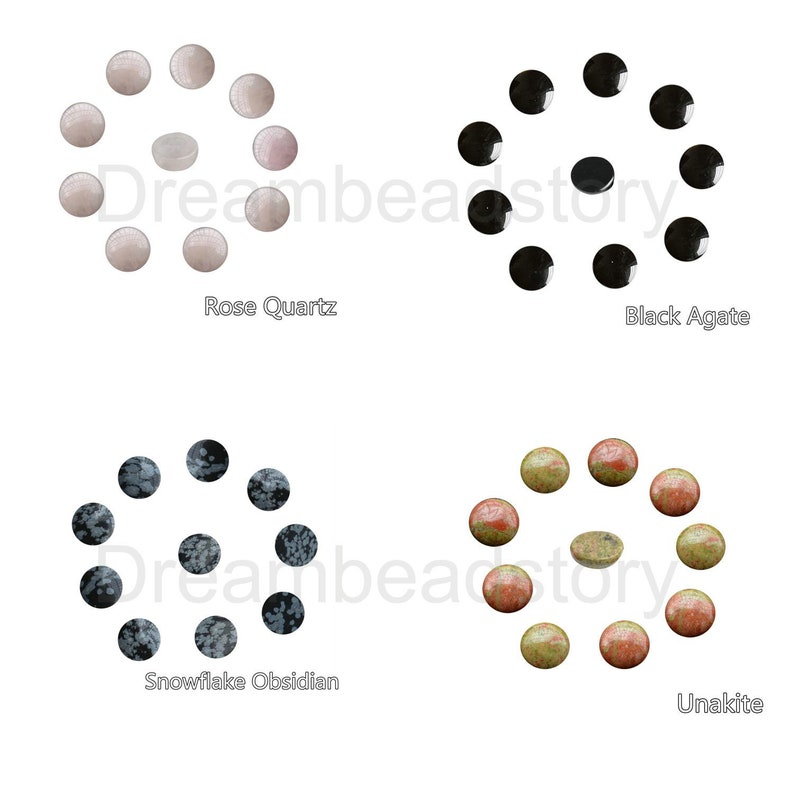 20 Pcs 4-25mm Natural Gemstone Cabochon for Jewelry Making Round 4mm 6mm 8mm 10mm 12mm 14mm 16mm 18mm 20mm Flatback Cabs Wholesale No Hole image 10