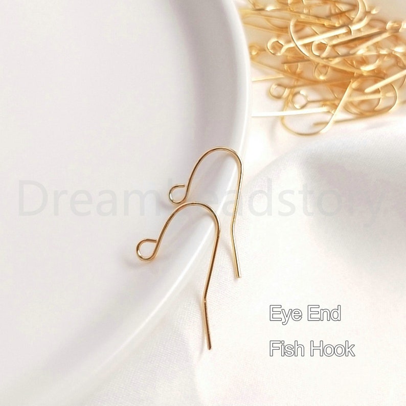 10-500 Pcs 14K Gold Plated Earrings Hook Blank French Earwire Hook Minimalist 20/21/22 gauge Wire Ear Findings Eye End Fish Hook