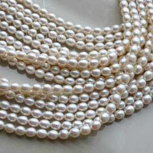 5-6mm Natural Pearl Beads, Rice Pearls, Water Drop Pearl Beads, Smooth Pearls, High Quality, Beads for Pearl Jewelry Making