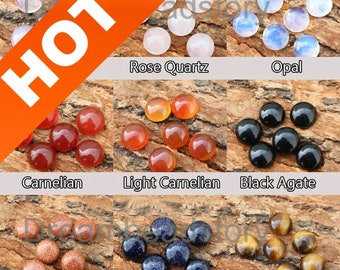 4-50 Pieces Natural Gemstone 8mm Small Round Cabochons Flat Back Half Round Stone Dome Cab Wholesale