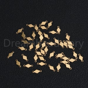 100-2000 Pcs Solid Raw Brass Diamond Rhombus Charms 49mm Tiny Small Geometric Pendant Links Connector Findings for Jewelry Making 2 Loops image 6