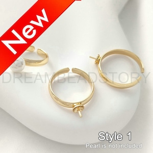 May include: Three gold-toned rings with a pearl setting. The rings are designed for jewellery making and are sold as a set. Style 1. Pearl is not included.