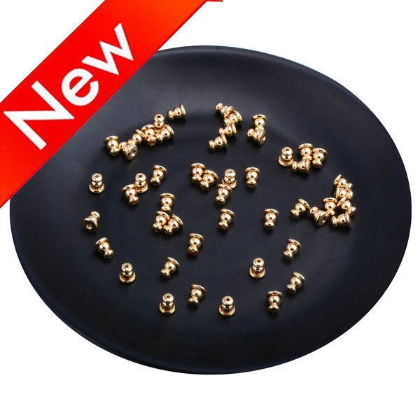 4-200 Pcs Earring Stopper, 14K Real Gold Plated Thick Bullet Ear Nuts, Safety Earring Backs (5*6mm)