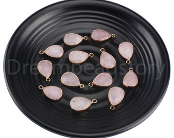 1-20 colgantes de lágrima de cuarzo rosa natural para hacer collares, piedras preciosas naturales, colgantes de lágrima grandes o pequeñas.