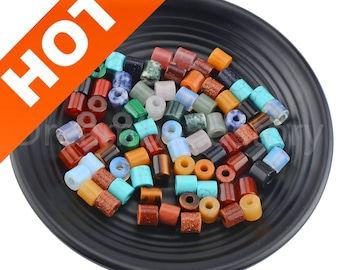 20 Pcs Large Hole Tube Gemstone Beads pour la fabrication de bijoux 9 * 9mm Smooth Cylinder Spacer Beads Bulk Wholesale (Taille du trou 3.3mm)