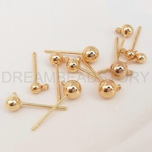 4–500 st guldörhängen i bulk, 14K äkta guldpläterade kulörhängen med ögla/örhängestillbehör (3/4/5 mm med 925 silverstift) bild 4