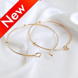 Bases para brazaletes en blanco - Chapado en oro de 14 quilates sobre latón - Montura de alambre sencilla para brazaletes - Accesorio para hacer pulseras DIY