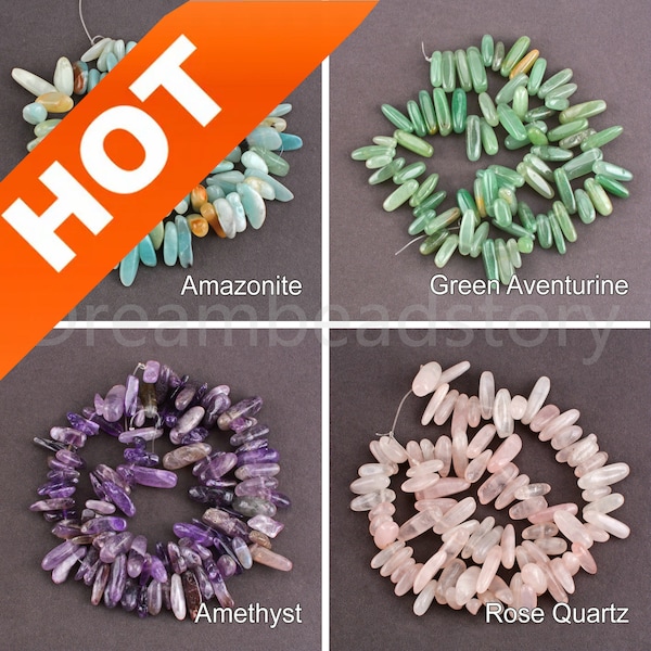 Tooth Chip Beads Natural Gemstone and Crystal Nuggets and Point Chunk Stick Beads Online Sale Spike Chips Lots Wholesale