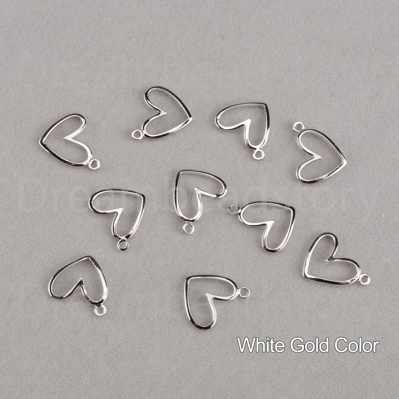 2-200 Pcs 18K Gold White Gold Filled Brass Hollow Heart Geometric Charms Pendant for Necklace Earrings Making 12*14mm 1 Loop