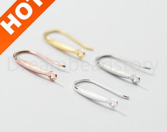 4-200 Pcs 925 Sterling Silver French Hooks for Earring Making Gold/ White Gold/ Rose Gold Plated Blank Earwire Finding Component