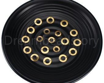 100-1000 Pcs Brass Circle Connector/ Flat Disc Circle Charms/ 2 Holes Round Donut Finding (Very Thin 10mm and 12mm)