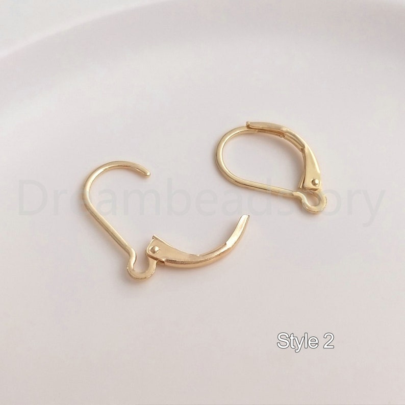 10-500 Pcs French Lever Back Earrings 14K Gold Plated Open Loop Leverback Hooks Ear Wire Findings for Earring Making Supply Style 2