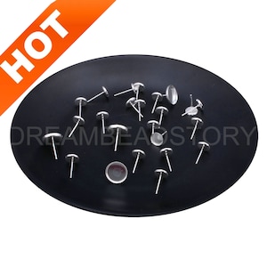 4-200 Pcs 925 Sterling Silver Blank Bezel Cup Setting for Stud Earring Making Supply Round Cabochon Earring Base Finding(for 6 8 10mm Beads)