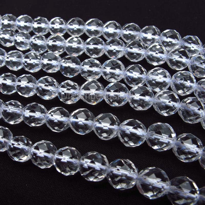 Faceted Clear Crystal Beads Round Natural Clear Crystal Etsy