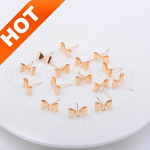 4–200 st. rosettörhängesstift med ögla, 14K äkta guldpläterad fluga, tom örhängesstift för örhängestillverkning (925 silverstift)